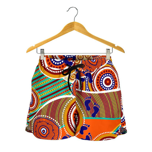 Aboriginal Women's Shorts - Australian Map Dot Painting - Vibe Hoodie