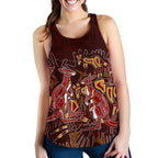 Aboriginal Women's Racerback Tank - Kangaroo family with Hand Art - Vibe Hoodie