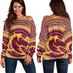 Brisbane Off Shoulder Sweater Broncos Aboriginal - Vibe Hoodie