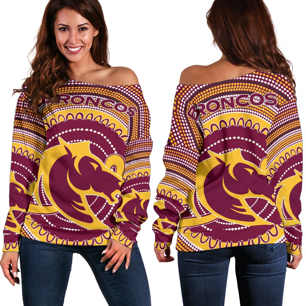Brisbane Off Shoulder Sweater Broncos Aboriginal - Vibe Hoodie