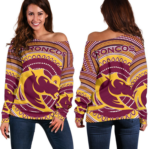 Brisbane Off Shoulder Sweater Broncos Aboriginal - Vibe Hoodie