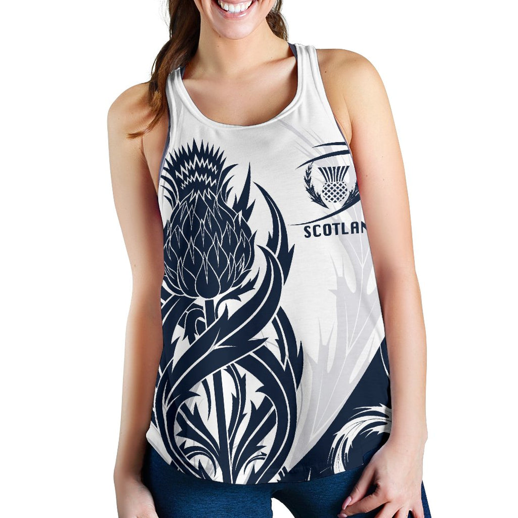 Scottish Rugby Women's Racerback Tank Thistle Vibes - White - Vibe Hoodie