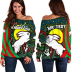 (Custom Personalised) Rabbitohs Naidoc Week Women's Off Shoulder Sweater Indigenous Version Special - Vibe Hoodie