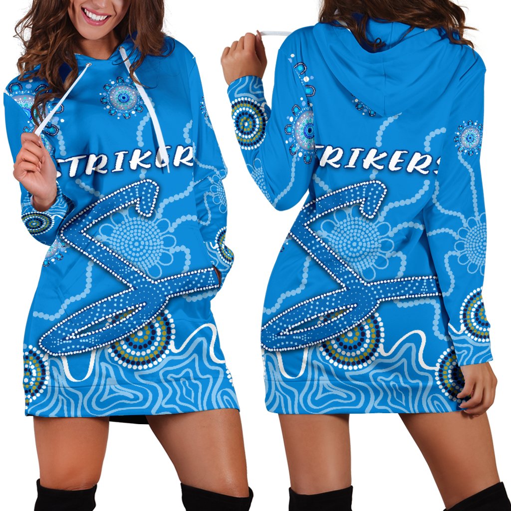Strikers Women Hoodie Dress Indigenous Blue Energy - Vibe Hoodie