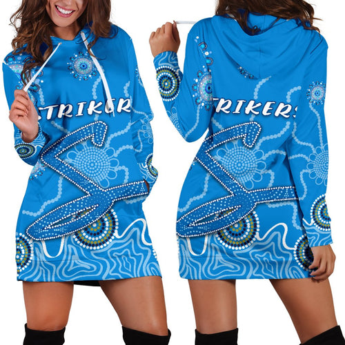Strikers Women Hoodie Dress Indigenous Blue Energy - Vibe Hoodie