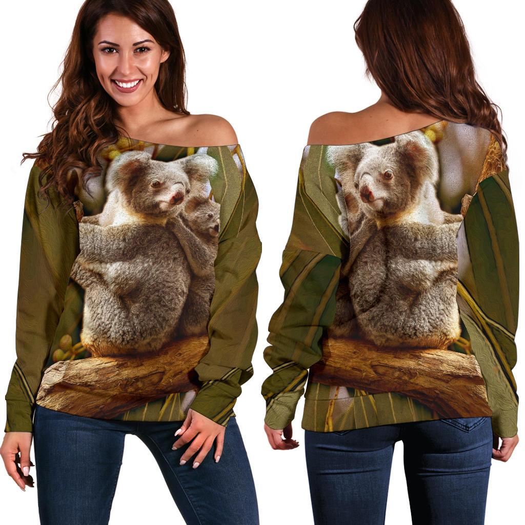 Off Shoulder Sweater - Australian Koala Sweater 3D Koala - Vibe Hoodie