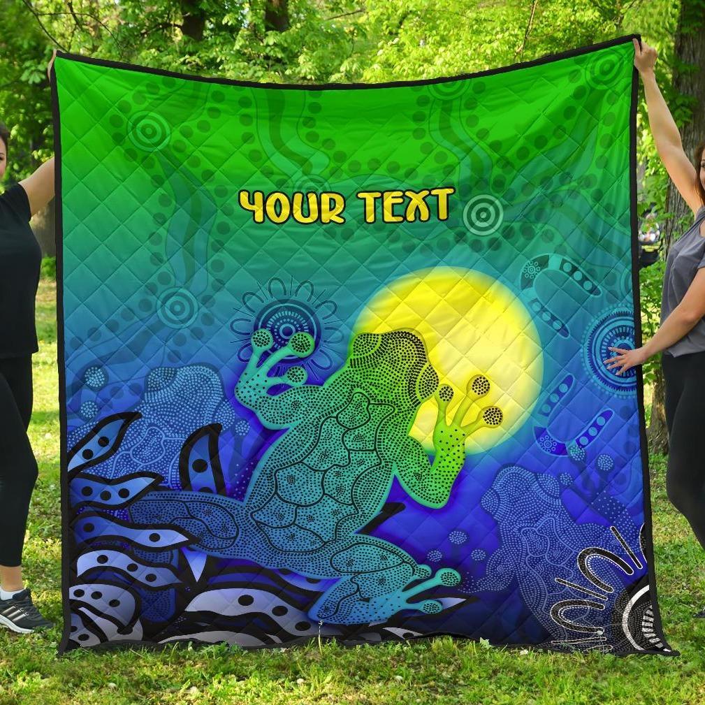 customaboriginal-premium-quilt-indigenous-frog-blue