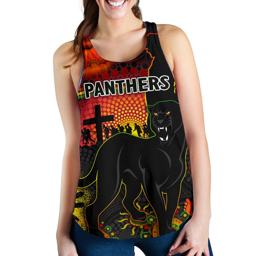 Penrith Women Racerback Tank Indigenous Panthers Anzac Day Lest We Forget - Vibe Hoodie