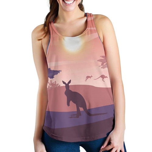 Racerback Tank - Kangaroo Top Tank Sunset Painting Ver05 - Women - Vibe Hoodie