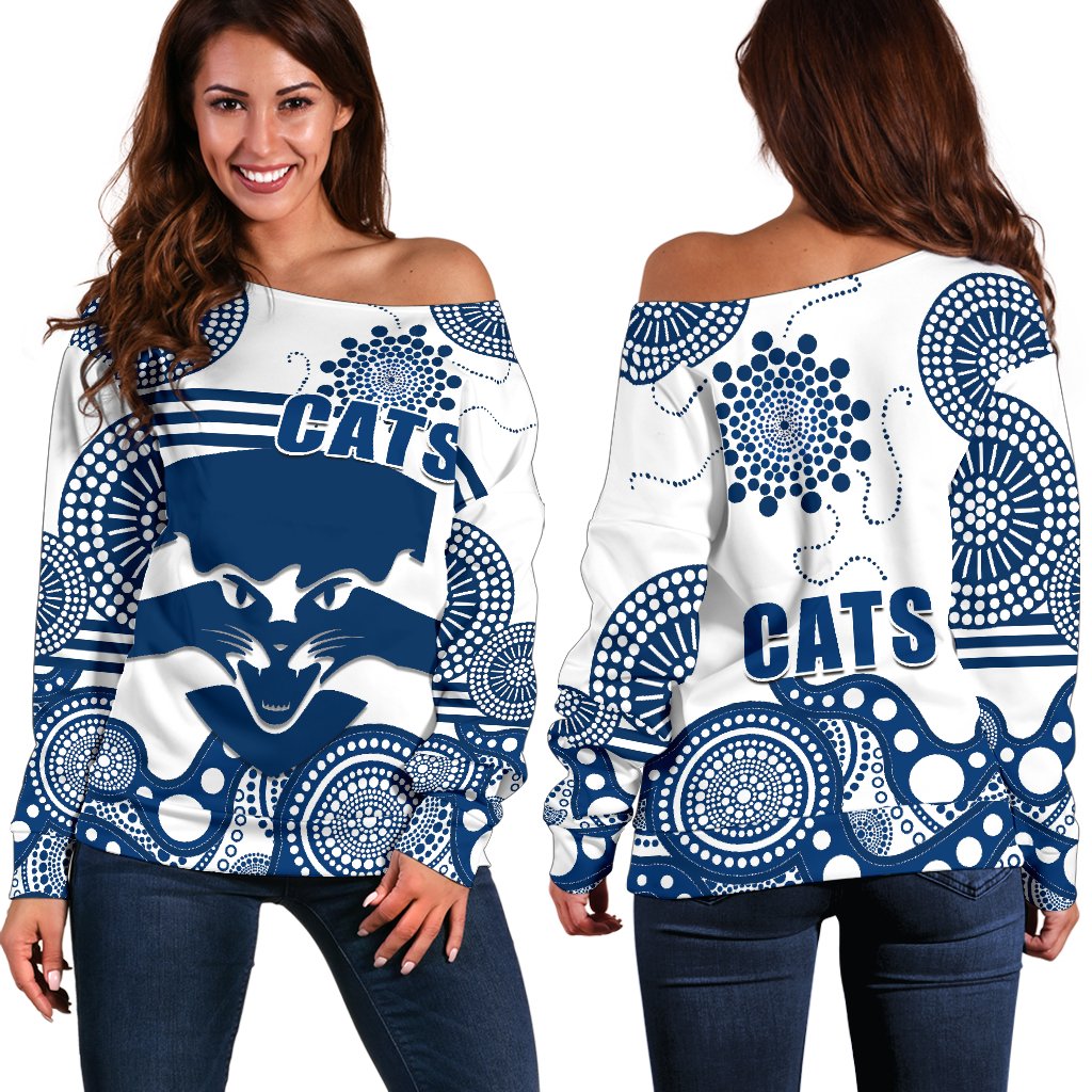 Cats Off Shoulder Sweater Geelong Indigenous - Vibe Hoodie