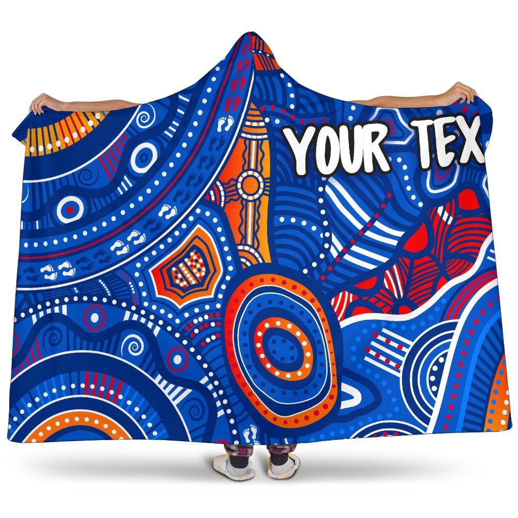 custom-text-aboriginal-hooded-blanket-indigenous-footprint-patterns-blue-color