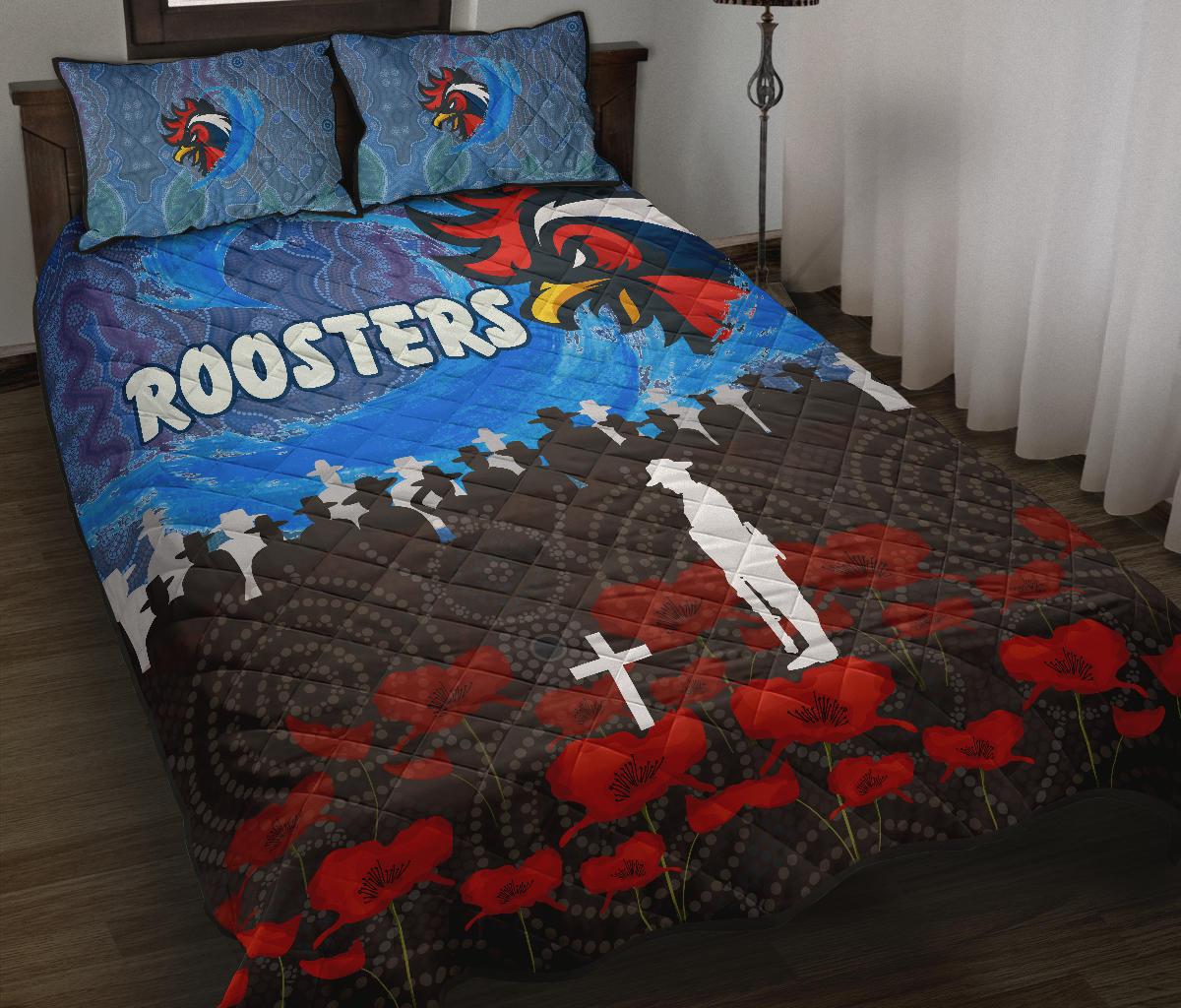 sydney-roosters-aboriginal-quilt-bed-set-prairie-style