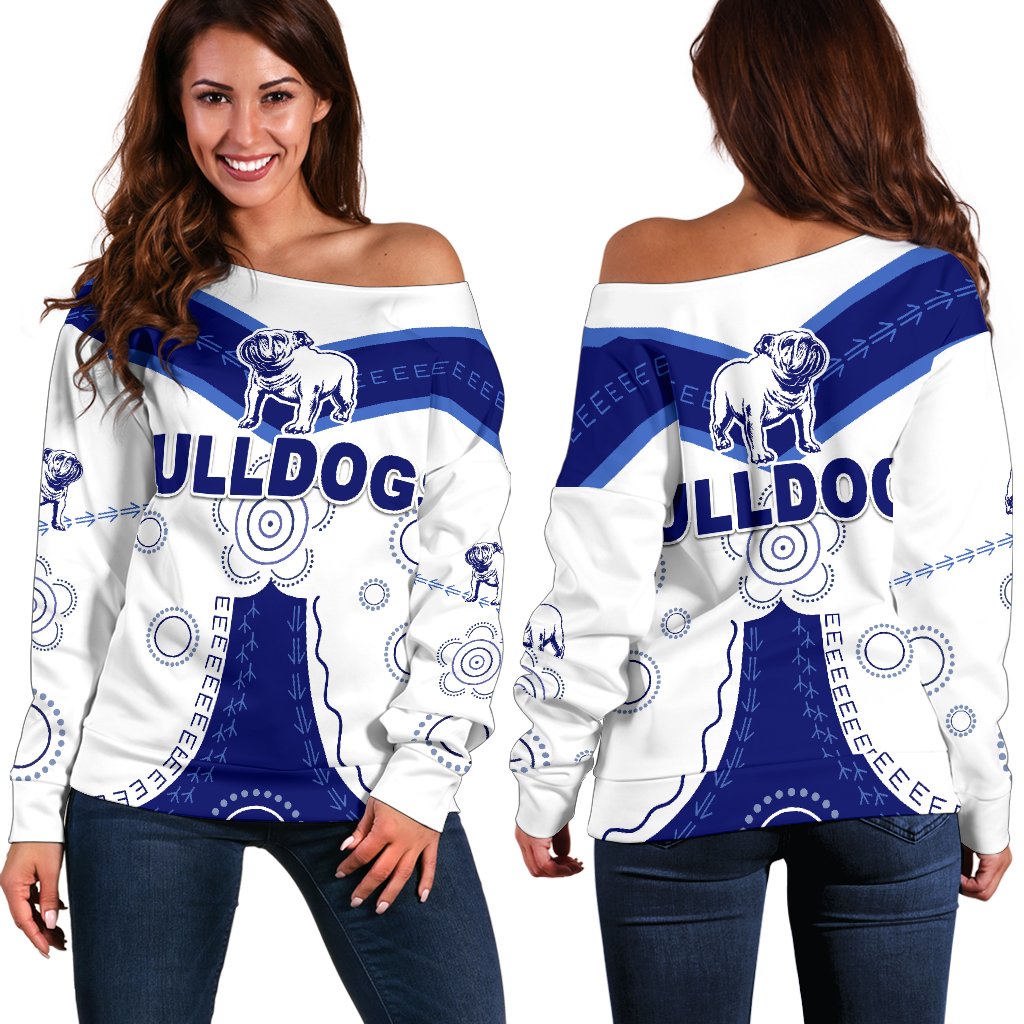 Canterbury-Bankstown Bulldogs Women's Off Shoulder Sweater Simple Indigenous - Vibe Hoodie