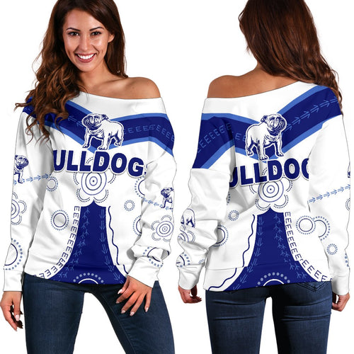 Canterbury-Bankstown Bulldogs Women's Off Shoulder Sweater Simple Indigenous - Vibe Hoodie