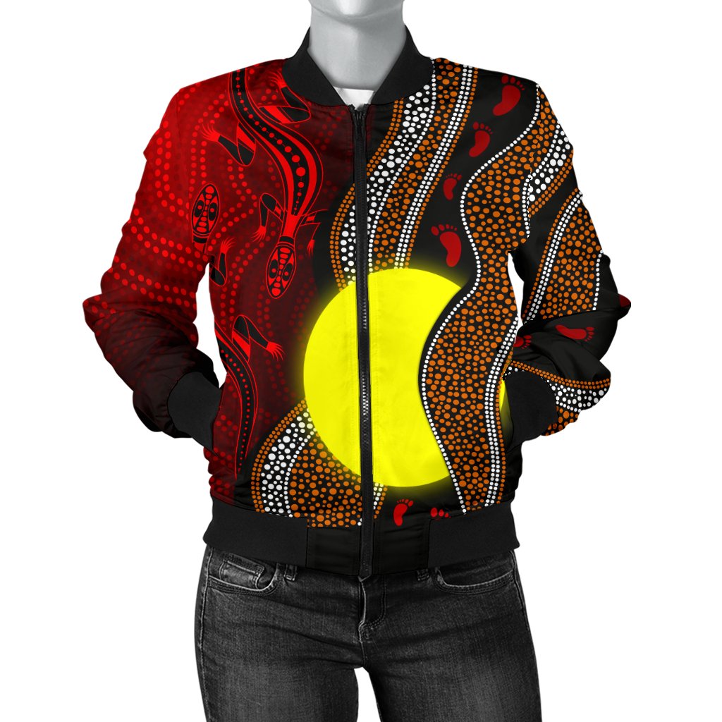 aboriginal-women-bomber-jacket-aboriginal-flag-lizard-dot-painting-style