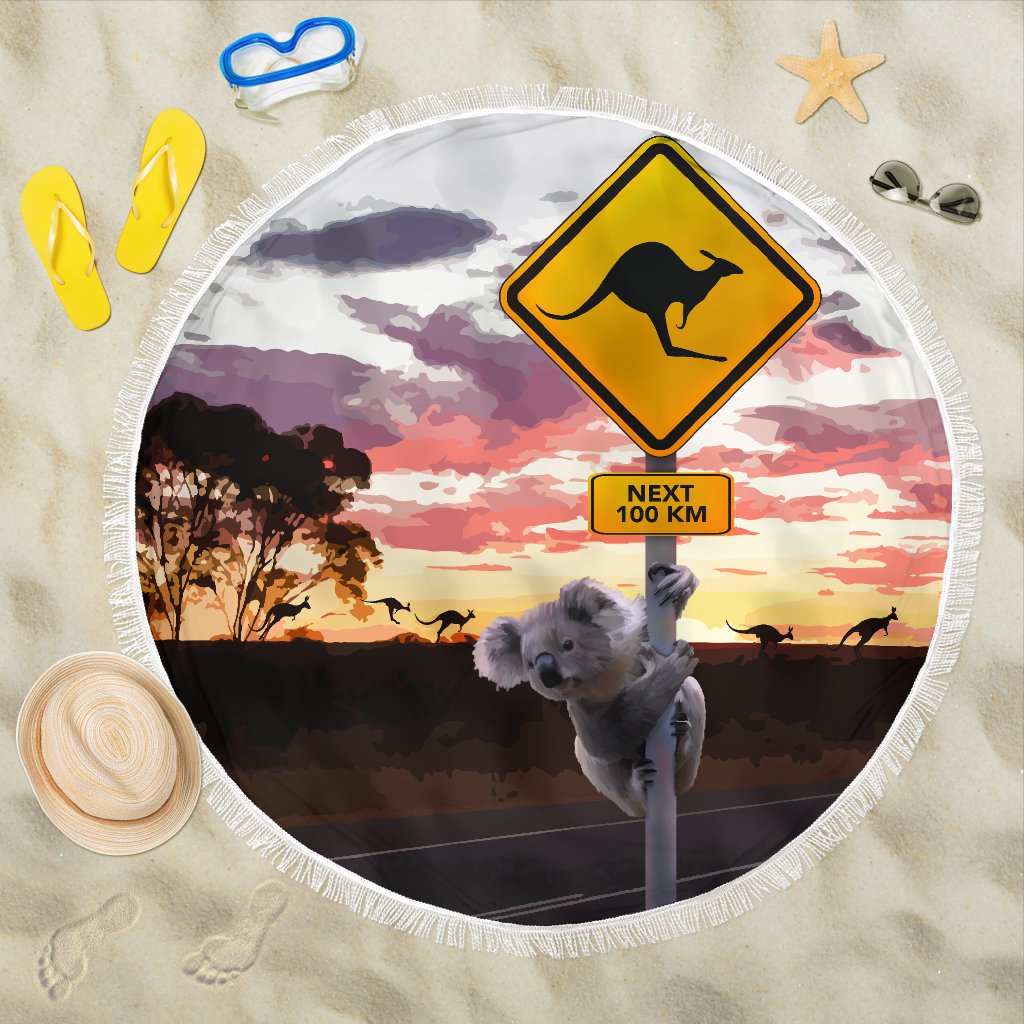 beach-blanket-koala-blanket-kangaroo-sign-sunset-landscape-art-59-x-59-inches