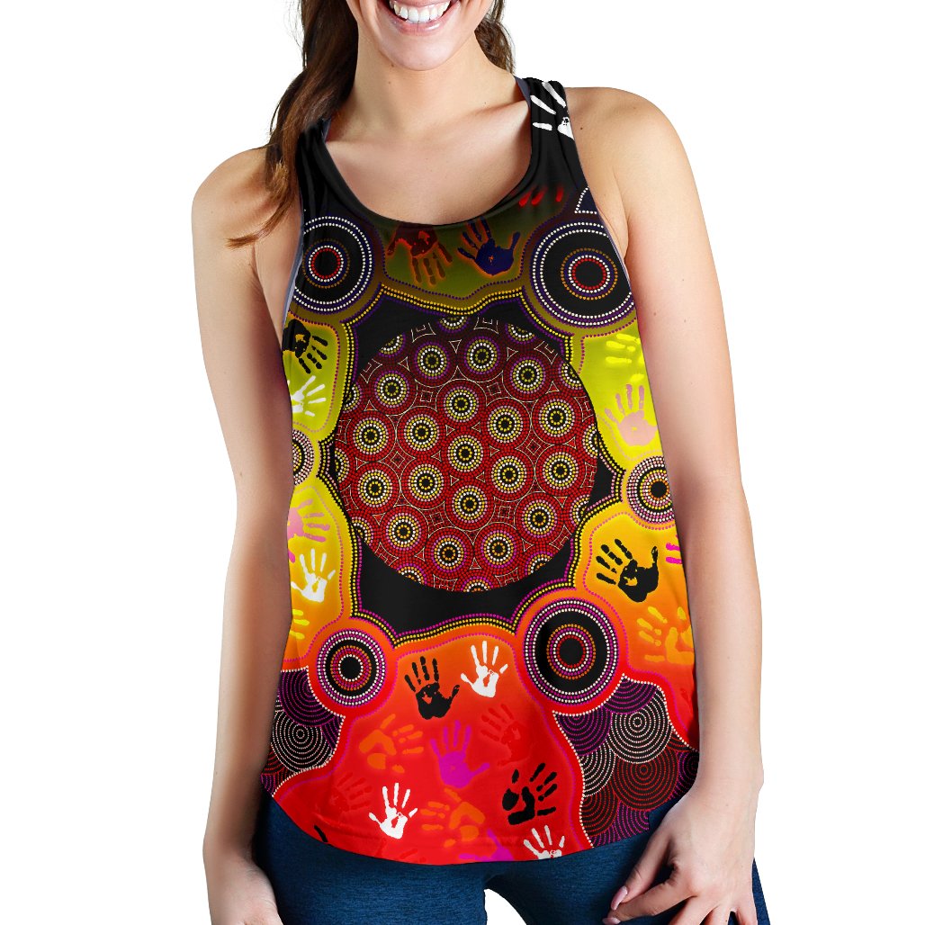 Aboriginal Racerback Tank, Indigenous Circle Dot Painting Hand Art - Vibe Hoodie