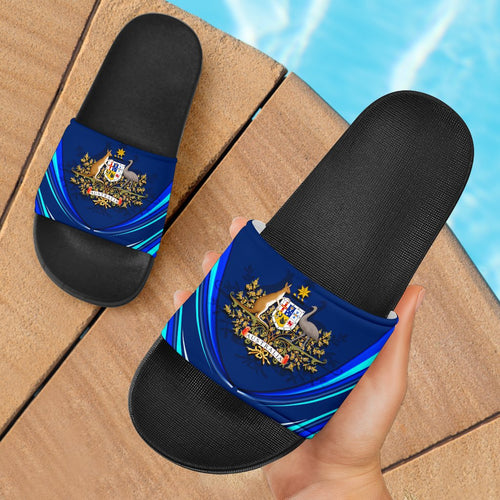 slide-sandals-glowing-curved-shoes-australian-coat-of-arms-black