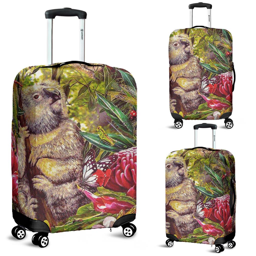 koala-luggage-cover-3d-koala-with-waratah-flower-suitcase-cover