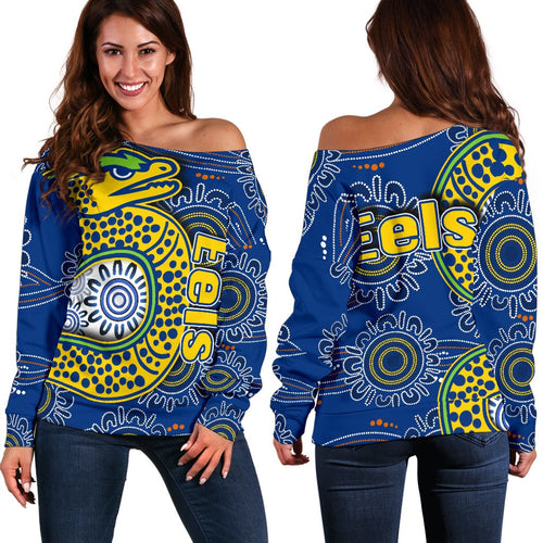 Parramatta Eels Women's Off Shoulder Sweater Indigenous - Vibe Hoodie