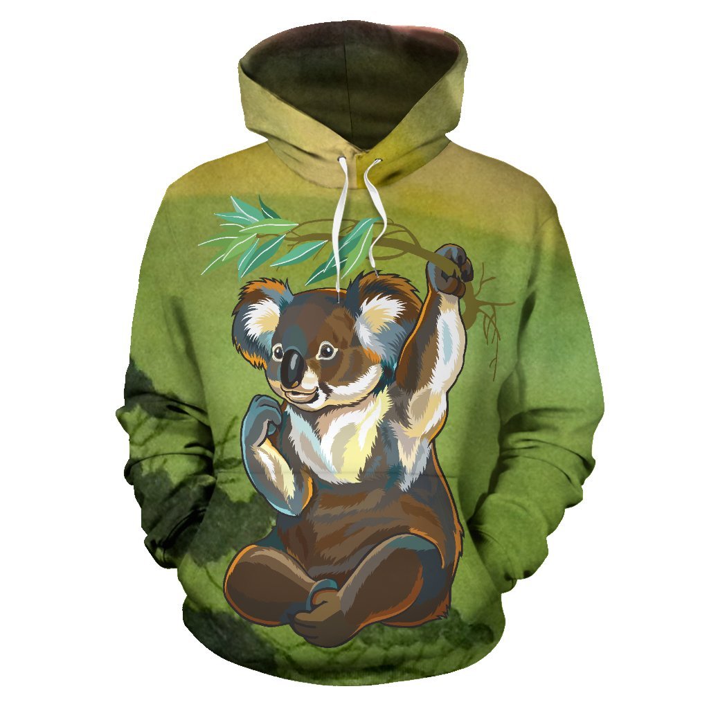 hoodie-koala-hoodie-holding-branch-painting-unisex