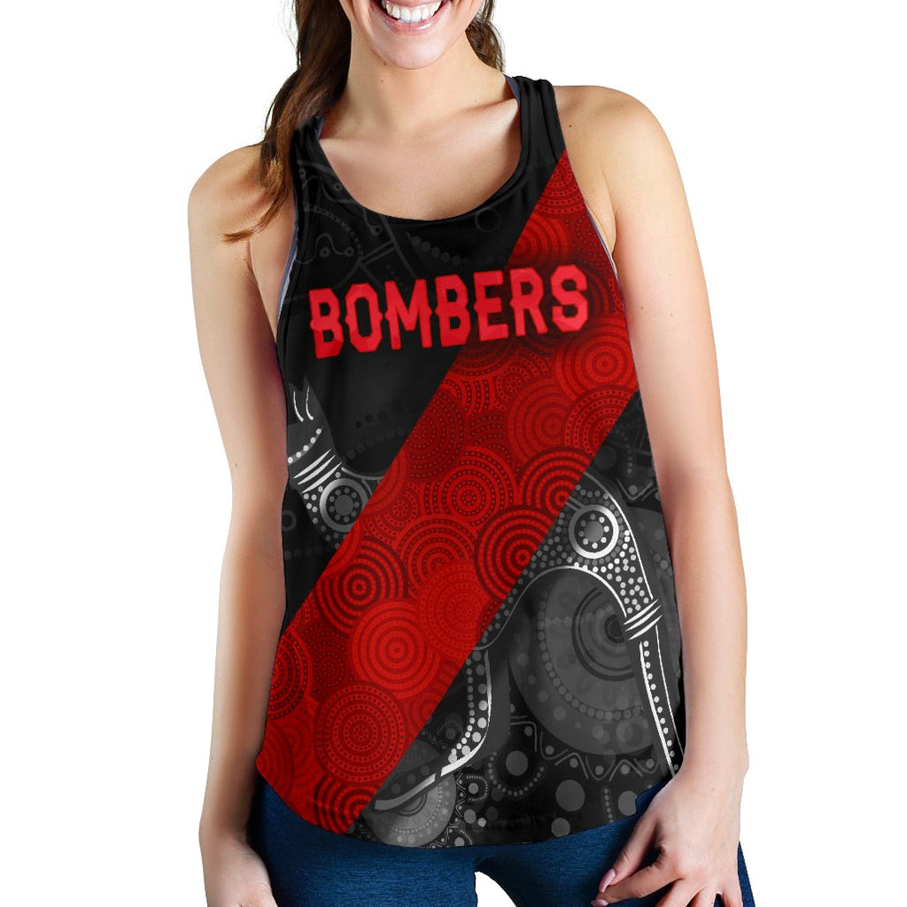 Essendon Women Racerback Tank Indigenous Bombers - Black - Vibe Hoodie