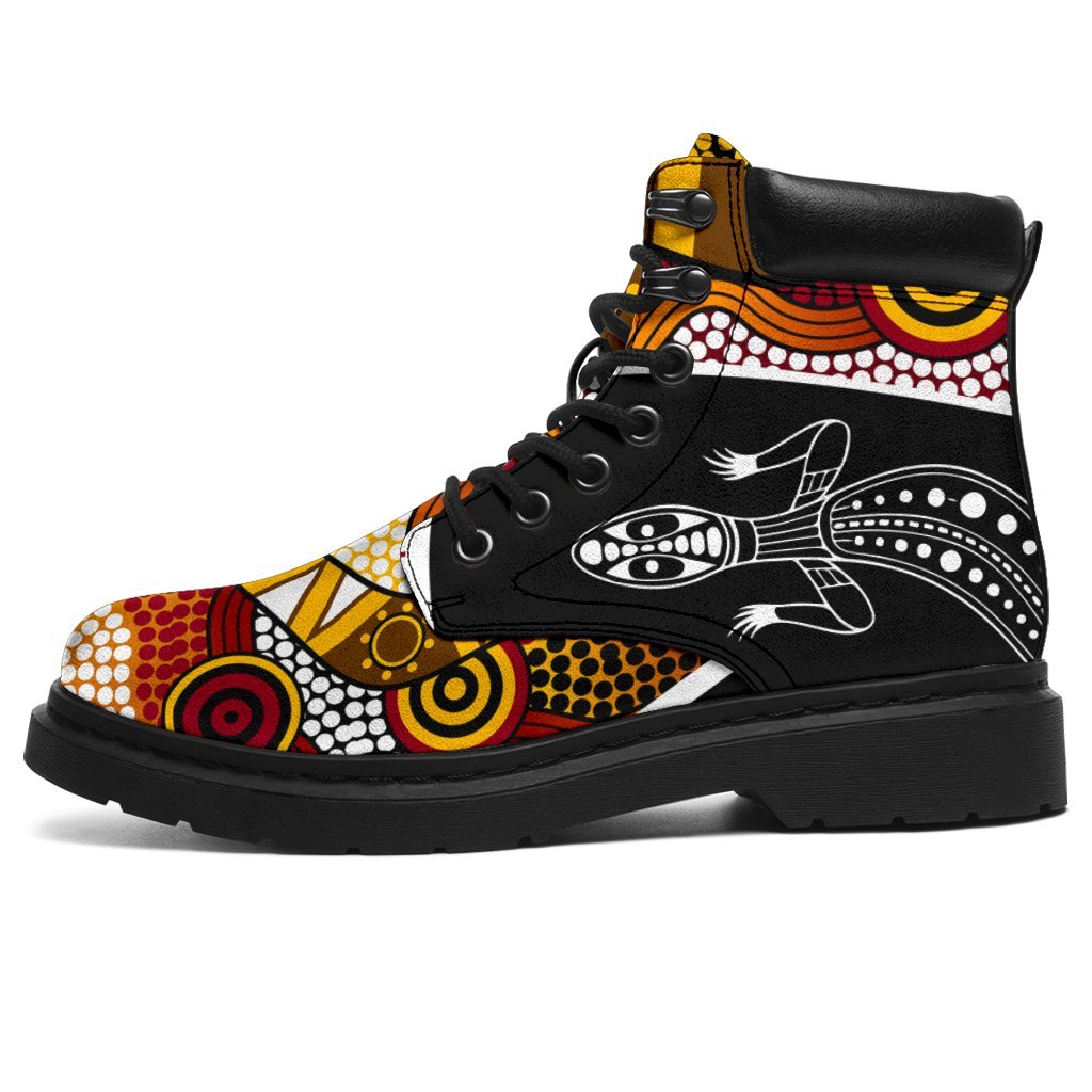 aboriginal-leather-boots-lizard-patterns-boomerang-dot-painting-all-season