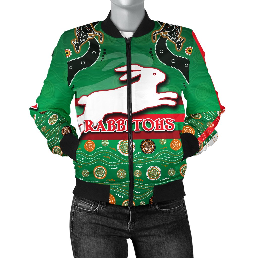 rabbitohs-women-bomber-jacket-indigenous-green