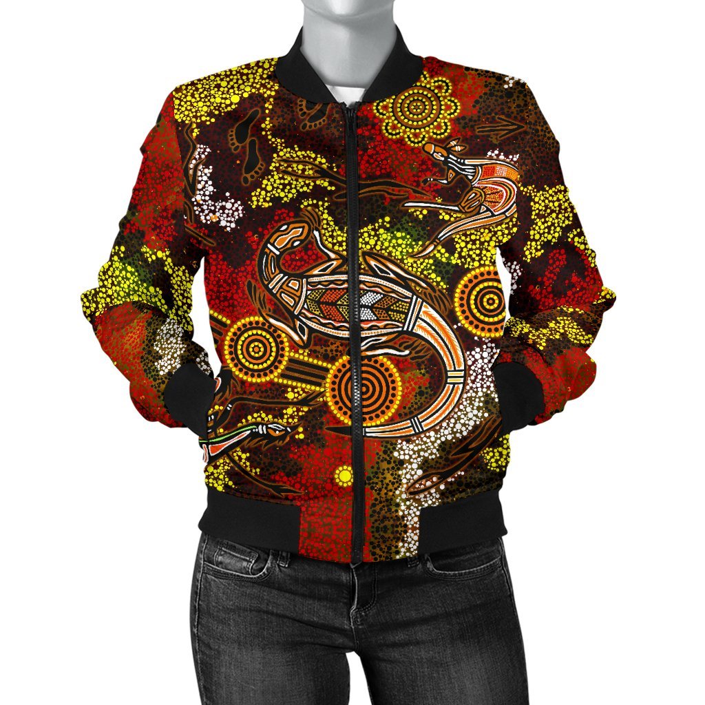 aboriginal-womens-bomber-jacket-kangaroo-and-lizard-dot-painting-art