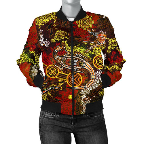 aboriginal-womens-bomber-jacket-kangaroo-and-lizard-dot-painting-art