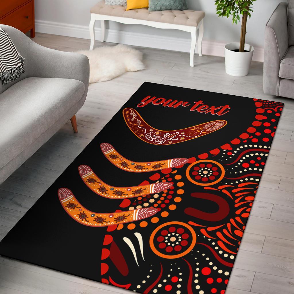 aboriginal-personalised-area-rug-aboriginal-boomerangs-with-dot-painting-pattern