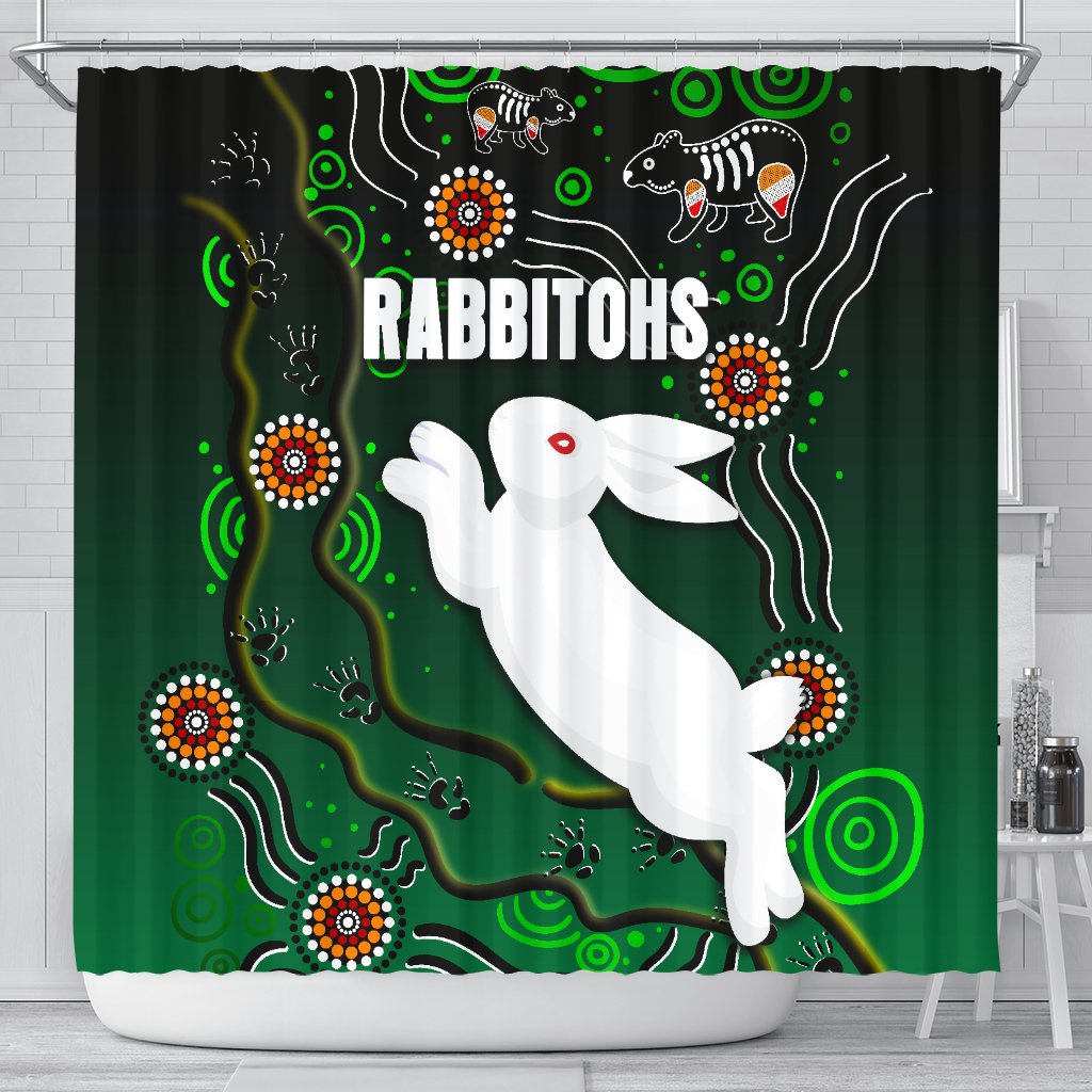 rabbitohs-shower-curtain-simple-indigenous