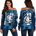 Carlton Blues Women's Off Shoulder Sweater Aboriginal - Vibe Hoodie