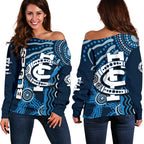 Carlton Blues Women's Off Shoulder Sweater Aboriginal - Vibe Hoodie
