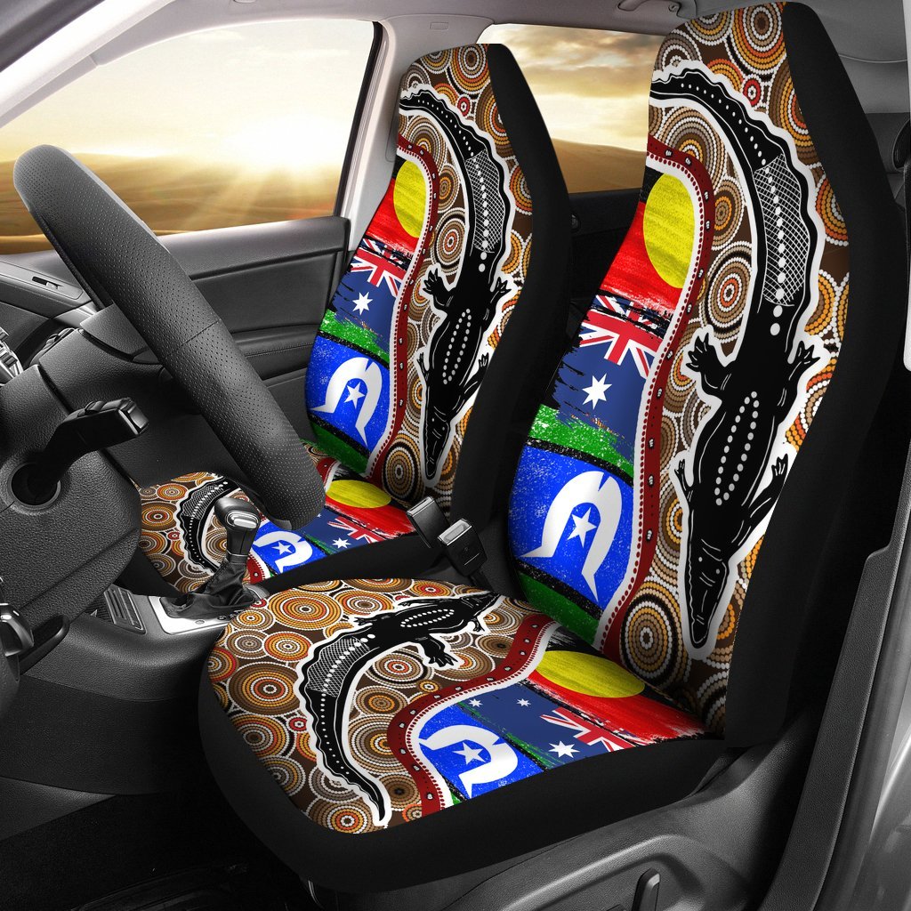 car-seat-covers-australian-aboriginal-crocodile-with-naidoc-flags