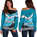 Power Anzac Day Off Shoulder Sweater Port Adelaide Lighting - Vibe Hoodie