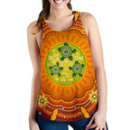 Aboriginal Women's Racerback Tank , Turtle Circle Dot Painting Art- - Vibe Hoodie