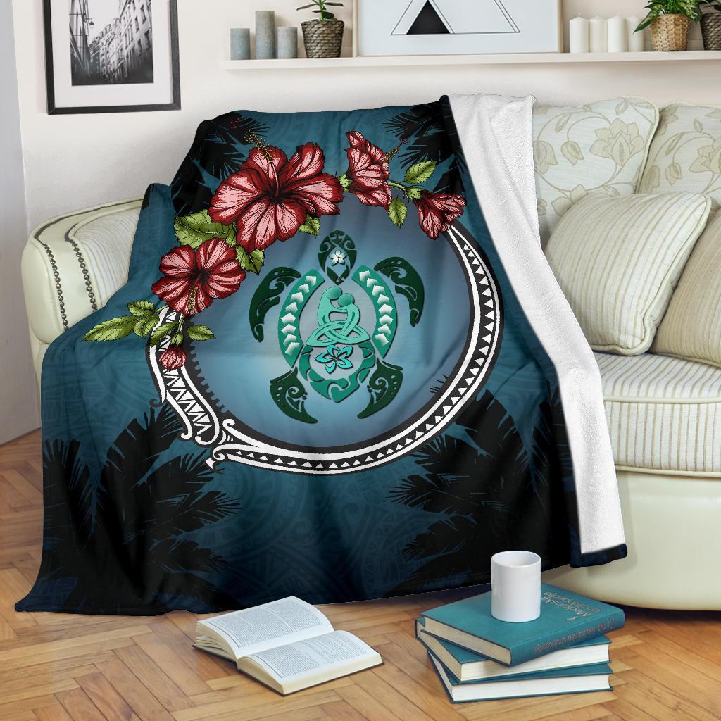 new-zealand-premium-blanket-polynesian-ohana-turtle-hibiscus-mother-son