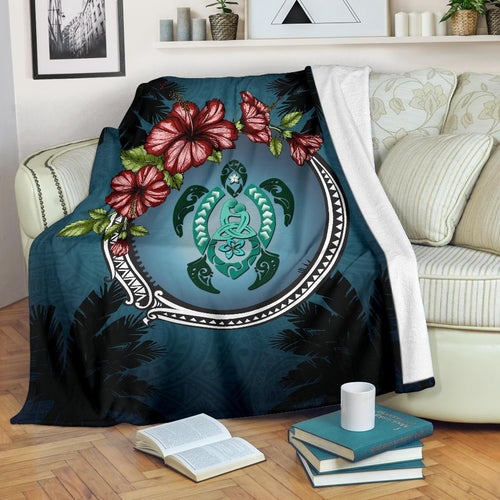 new-zealand-premium-blanket-polynesian-ohana-turtle-hibiscus-mother-son