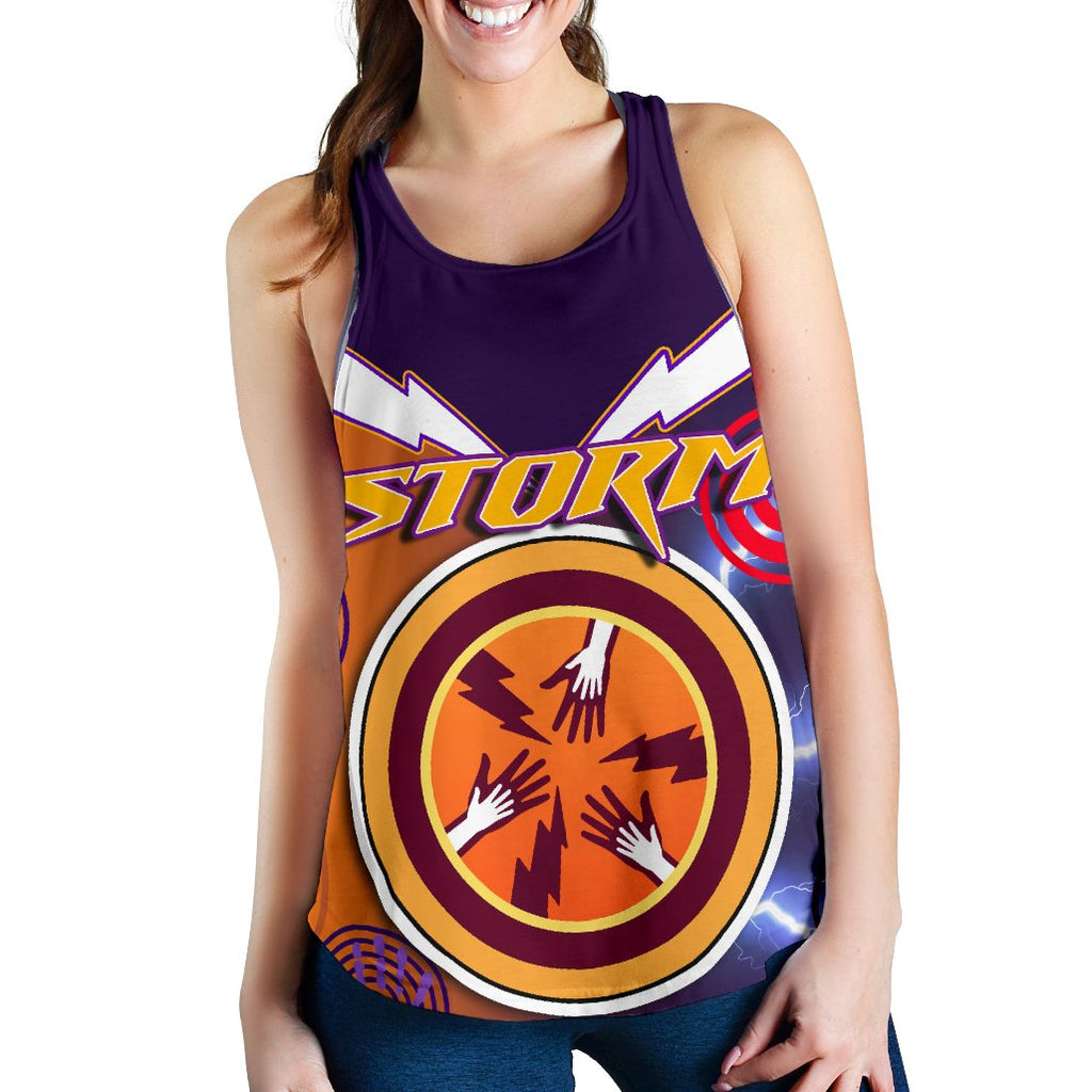 Melbourne Women's Racerback Tank Storm Style - Vibe Hoodie