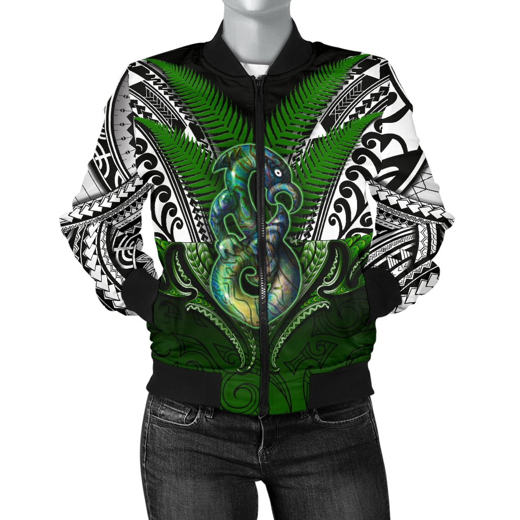 manaia-mythology-women-bomber-jacket-silver-fern-maori-tattoo