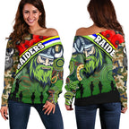 Raiders Women's Off Shoulder Sweater Canberra Anzac Day - Vibe Hoodie