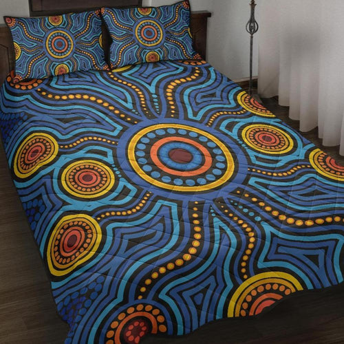 aboriginal-quilt-bed-set-aboriginal-flower-blue-dot-painting-art