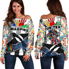 (Custom Personalised) Magpies Naidoc Week Women's Off Shoulder Sweater Collingwood Modern Style - Vibe Hoodie