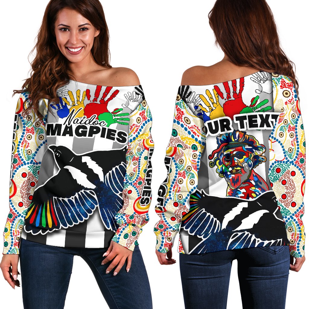 (Custom Personalised) Magpies Naidoc Week Women's Off Shoulder Sweater Collingwood Modern Style - Vibe Hoodie