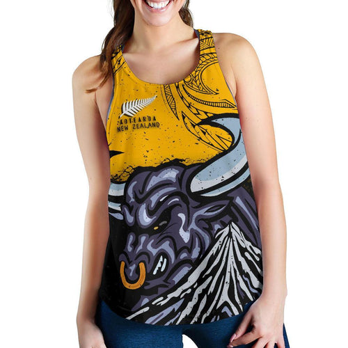 New Zealand Maori Women Racerback Tank Taranaki  Bull - Vibe Hoodie