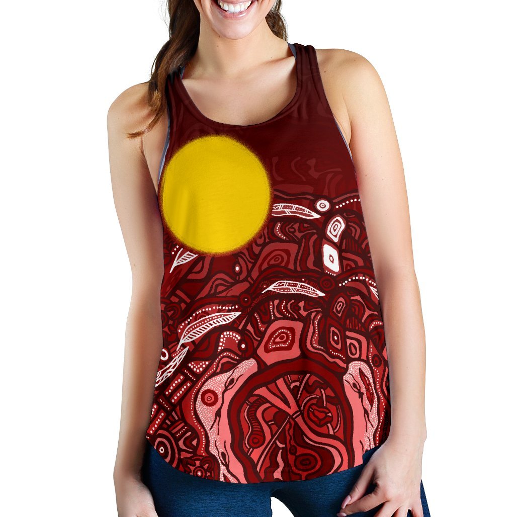 Aboriginal Women's Racerback Tank - Red Landscape - Vibe Hoodie