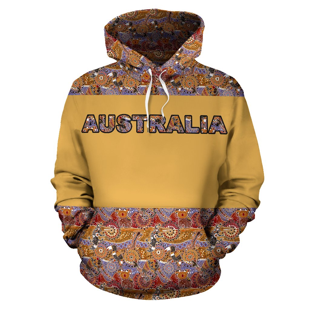 aboriginal-hoodie-kangaroo-patterns-koala-kookaburra-australian-animals