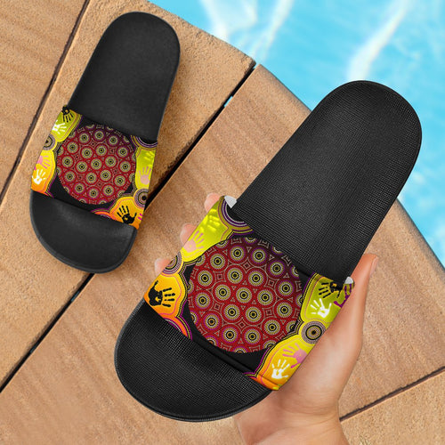 aboriginal-slide-sandals-indigenous-circle-dot-painting-hand-art