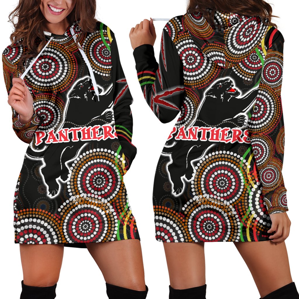 panthers-black-women-hoodie-dress-indigenous-penrith-version